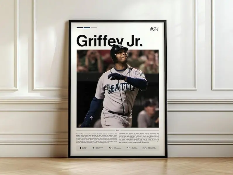 Ken Griffey Jr Poster, Baseball Art Print, Sports Wall Decor, Baseball Legend