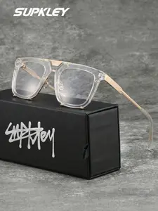 SUPKLEY Retro Pilot Frame Pc Material Decorative Glasses, Suitable For Both Men And Women, Suitable For Fashionable Street Photography, Summer Commuting Vacation, Daily Reading, And Computer Tv Use