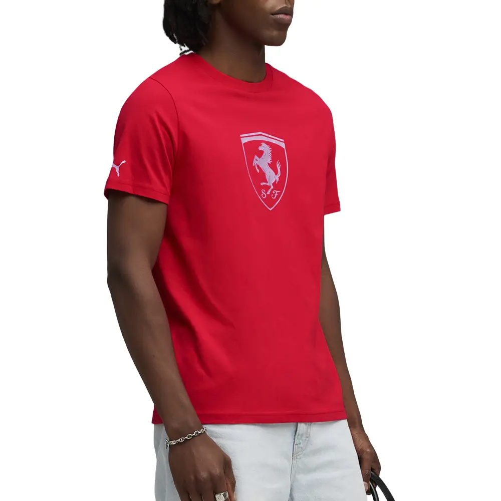 PUMA Mens Scuderia Ferrari Sportswear Tonal Shield Logo Crew Neck Short ...
