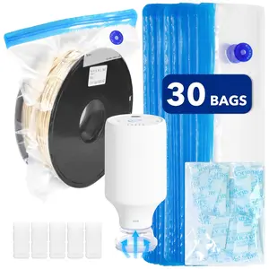 Filament Storage Bags 30PCS, 3D Filament Vacuum Bags Kit (12.6"x13.4") with Air Pump, 30 Desiccants, 5 Sealing Clips for 3D Printer Filament Storage for Filament Dryer Box