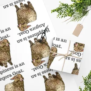 Angora Wrapping Paper- Goat Gift Wrap- Farm Animal Paper Paper-  Gift Wrapping Paper- Happiness is an Angora Goat