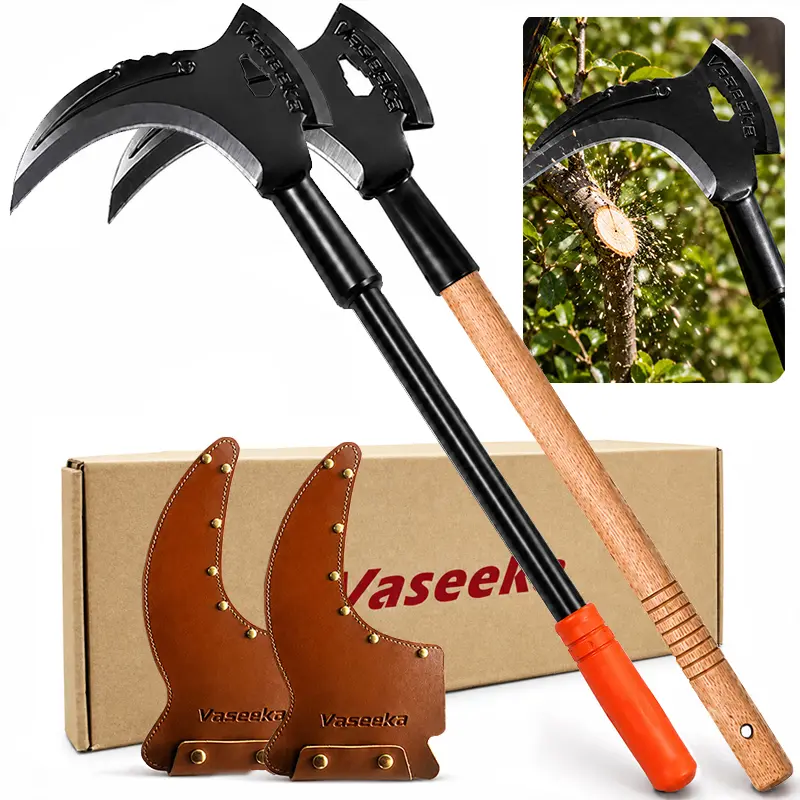 【toolupgrade】Vaseeka 24.8” 2-in-1 Multi-Purpose Manual Weed Removal Tool Hoe - 20in Wooden Handle, Alloy Steel Blades, Rustic Appearance, Durable Construction, Heavy Duty Cutting for Vegetable Gardening Garden Tools