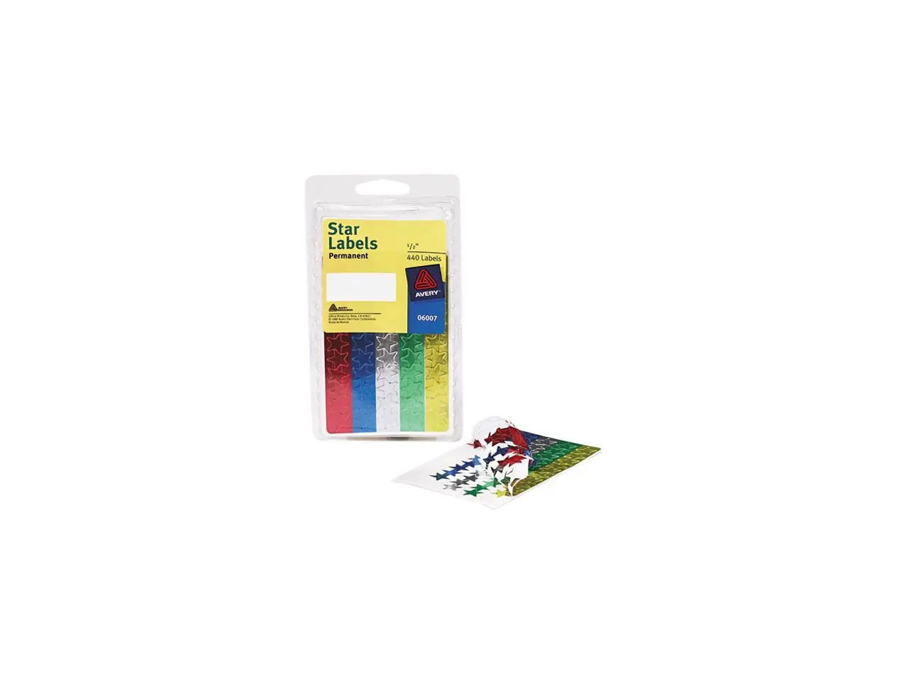 Avery Colored Foil Stars 1/2" dia Assorted Colors 440/Pack 06007