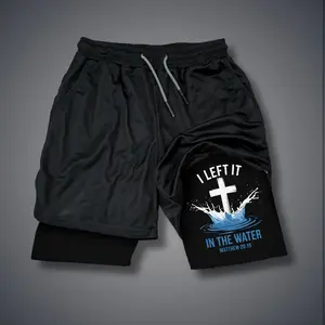 Christian Clothing  Double-Layer Sports Shorts Graphic Shorts Black Shorts Camo Shorts Streetwear Shorts Men Outfits Men Short Shorts Vacation Outfits Shorts