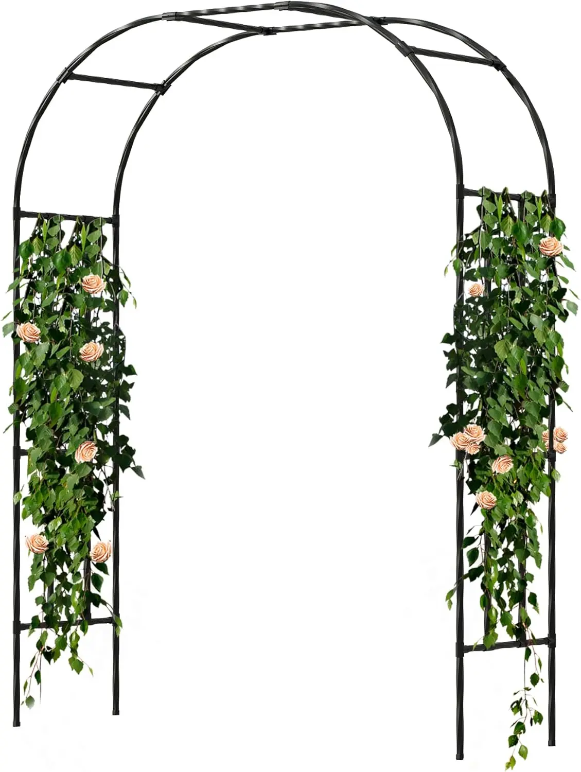 Garden Arch Trellis, Trellis Arch for Climbing  Outdoor, 5FT x 7.9FT Metal Full Garden Arbor, Trellises for Patio Lawn Backyard, Large Garden Archway Decoration Black 59.1" x 94.5in