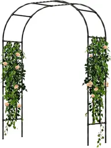 Garden Arch Trellis, Trellis Arch for Climbing  Outdoor, 5FT x 7.9FT Metal Full Garden Arbor, Trellises for Patio Lawn Backyard, Large Garden Archway Decoration Black 59.1" x 94.5in