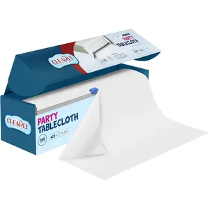 White Plastic Tablecloth Roll with Cutter, 423 Sq.Ft (52"x1181") Extra Large Disposable Picnic Table Cover, Plastic Table Cloth Disposable for Parties, Events and Outdoor Gatherings