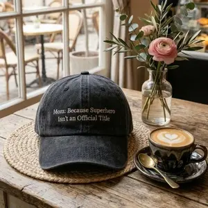 Mom Because Superhero Isn’t an Official Title Hat 2026, Funny Mom Quote Dad Hat, Embroidered Mother Gift Cap, Relatable Parenting Humor Hat, Mother’s Day Gift Idea