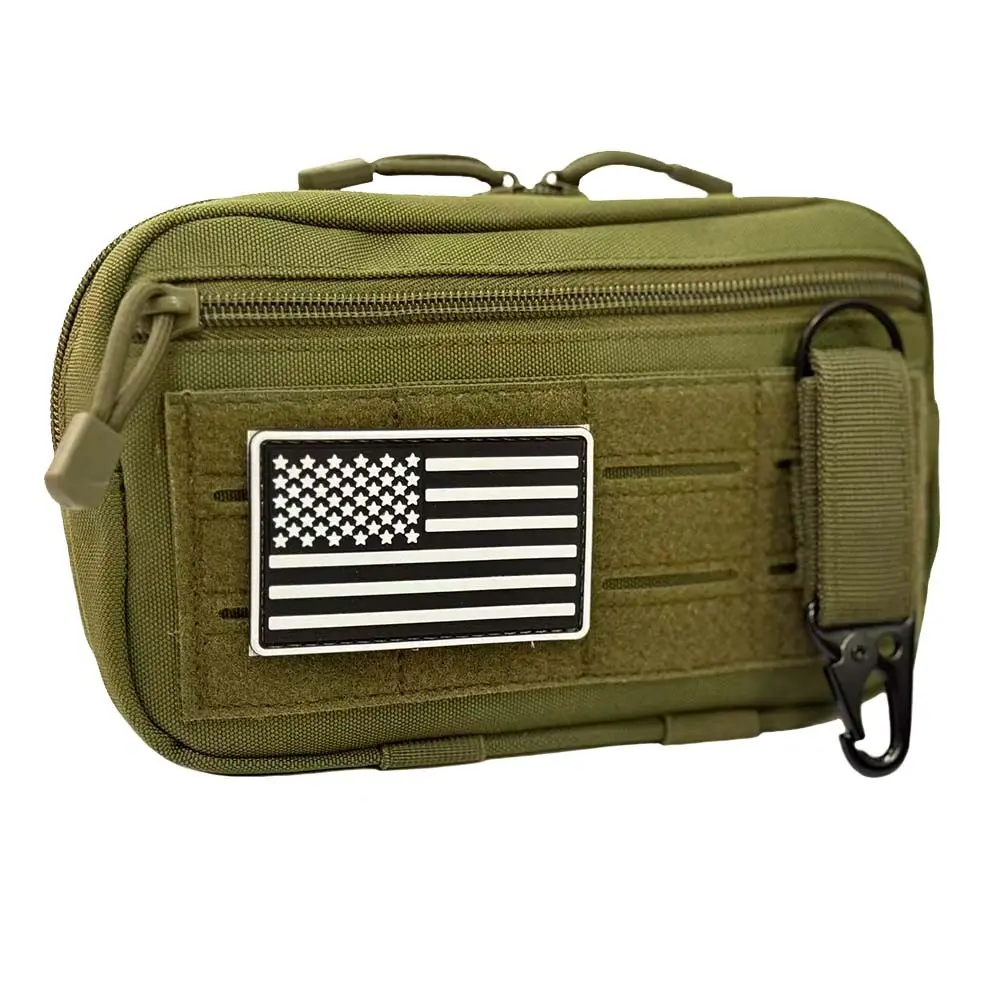Tactical Molle Compatibility Admin Pouch with Laser-Cut Design, Versatile Edc Tool Bag, Includes Us Flag Patch and Keychain Inclusion, Perfect for All Seasons