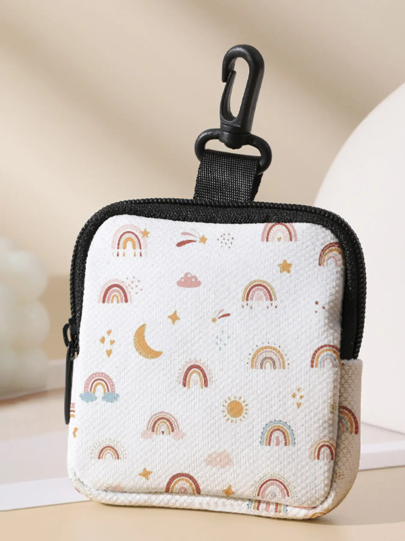Rainbow Pattern Printed Coin Wallet, Multifunctional Storage Bag, Durable Polyester, Digital Printing, Key Card Holder, Ideal Gift