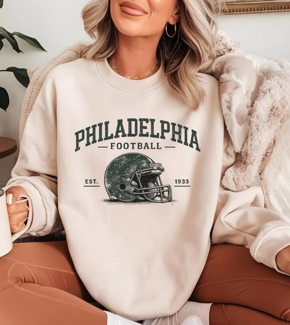 Adult & Youth Philadelphia Football Sweatshirt, Vintage Game Day Crewneck, Philly Football Fan Sweatshirt, Football Lover Gift, Cozy Sports Crewneck