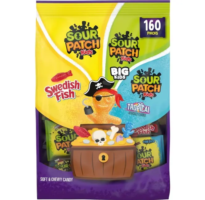 SOUR PATCH KIDS, SWEDISH FISH Soft & Chewy Gummy Candy Variety Pack, 160 ct