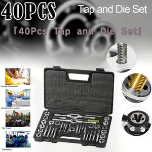 40pcs Tap and Die Set,  Include Metric Size M3 to M12, Bearing Steel Taps and Dies, Essential Threading Tool for Cutting External Internal Threads, with Accessories and Storage Case,screwdriver set,tools and gadgets for him, mechanic tools, drill