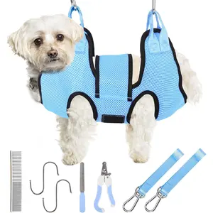 Cerulean S Pet Grooming Hammock - Small Dog and Cat Nail Trimming Sling with Security Strap, Clippers, Nail File, and Comb
