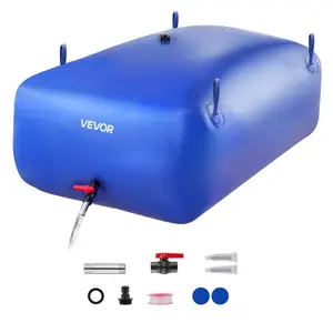 VEVOR Water Storage Bladder, 142.7 Gal Collapsible Water Storage Bag, Wear-Resistant 1000D PVC Soft Waters Bag, Leakproof Camping Tank Containers for Garden Irrigation RV Emergency Use, Blue