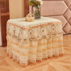 New Lace Bedside Cabinet Cover, Drawer Opening Design, Water Washable, Bedroom Living Room Small Table Cloth, Protective Cover