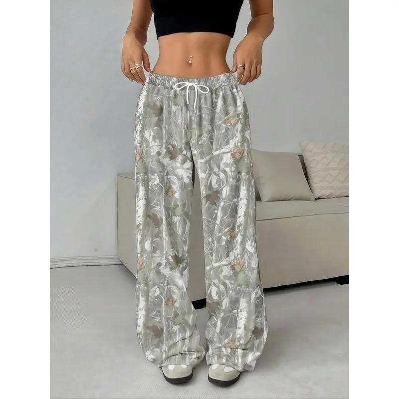 Unisex Camo Print Trousers, Casual Comfy Breathable Straight Leg Trousers for Daily Wear, Fashion Camouflage Print Bottoms for Summer, Pants Unisex Camo Print Trousers, Casual Comfy Breathable Straight Leg Trousers for Daily Wear, Fashion Camouflage Print Bottoms for Summer, Pants