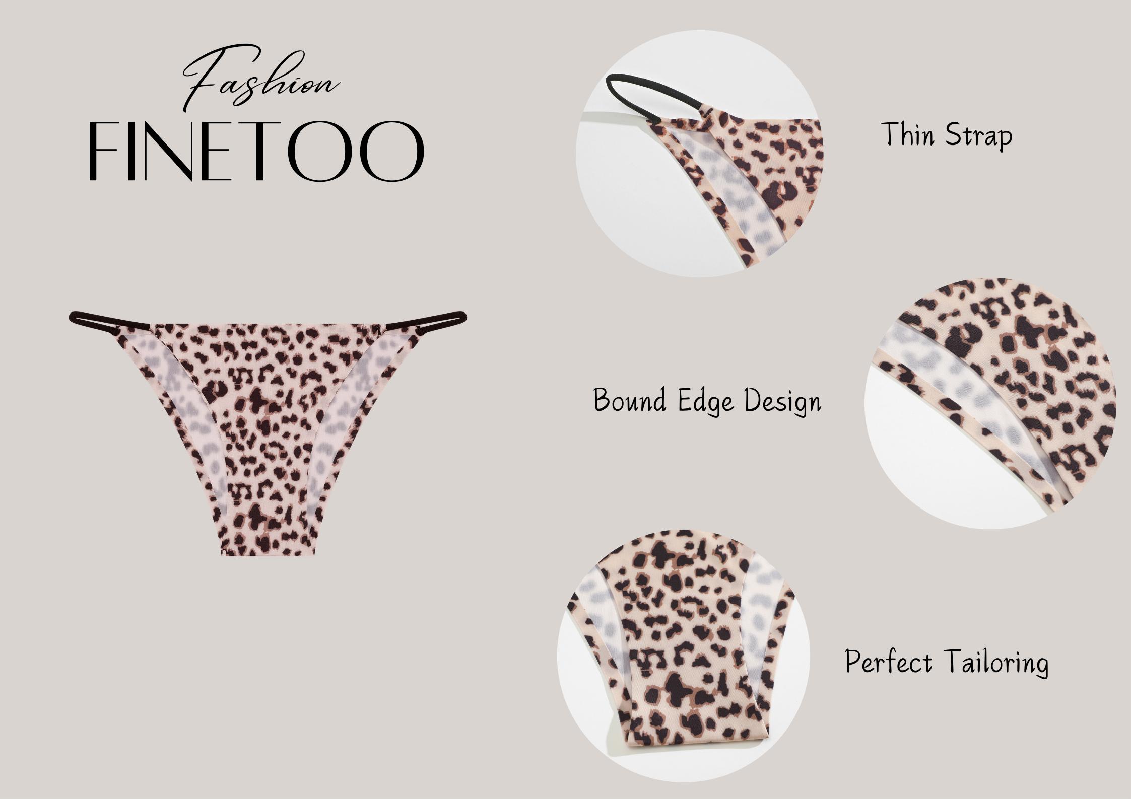 FINETOO 14pcs Women's Cute Low Rise Thin Strap Design Breathable Panties Bikini Perfect Cutting Seamless butterfly Leopard-rint  Heart design Lingerie