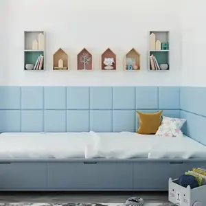 Self-adhesive 3D relief bumper soft wall panel, peel and stick, removable, soundproofing, safety protection, high-end leather wallpaper, for home decoration, bedroom, living room background, kitchen, 13.78inx13.78in