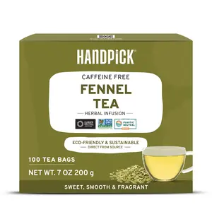 HANDPICK, Fennel Tea Bags (100 Herbal Tea Bags) Caffeine Free, Gluten Free & Non GMO | Round Eco Conscious Tea Bags | Smooth & Sweet