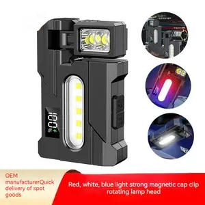 multi-functional led Mini flashlight with strong light explosion, keychain light, portable emergency light TYPE-C Outdoor charging warning light, long endurance magnetic cap clip light, work light, folding light