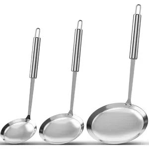 New Fine Mesh Skimmer Spoon Professional 304 Stainless Steel Hot Pot Fat Strainer for Oil Filter Skimming Grease and Foam Durable Multi-Functional Kitchen Cooking Mesh Food Strainer Ladle 3 Pack