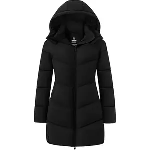Women's Plus Size Warm Winter Coat Hooded Puffer Jacket Long Parka