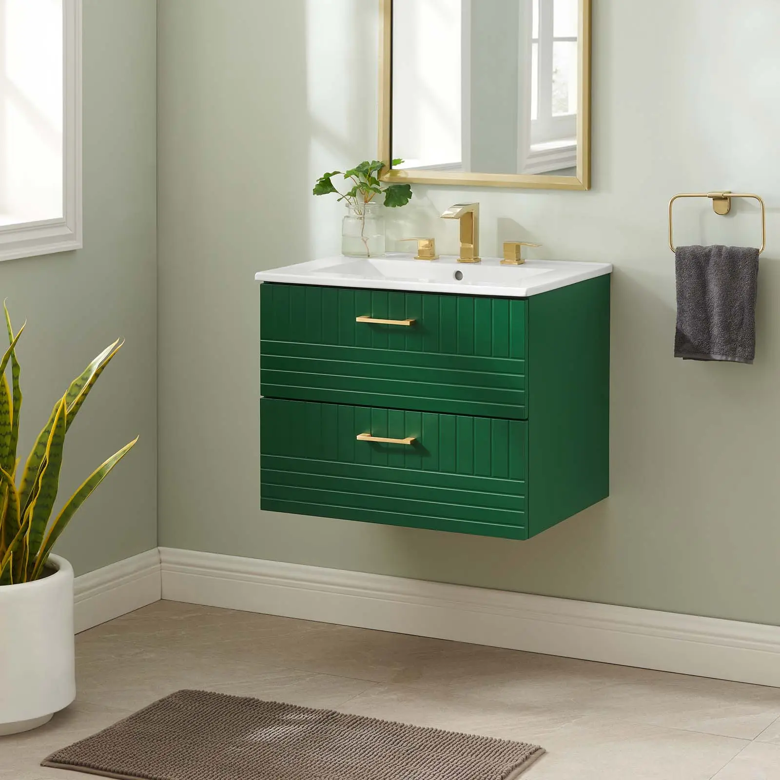 Modway Daybreak 24" Bathroom Vanity in Green White Modway Daybreak 24" Bathroom Vanity in Green White