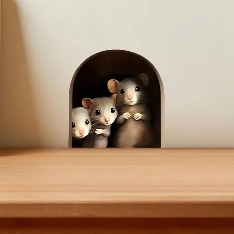 Cute Mouse Pattern Wall Sticker, 1 Count Self-adhesive Wall Decal, Creative Wall Sticker Decoration for Bedroom Living Room Corner Stair, Decorative Sticker