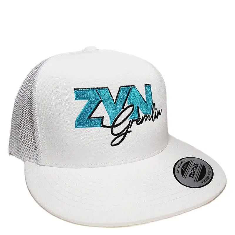 ZYN Gremlin Embroidered Logo Trucker Hat - Dark Teal Flat Bill, Mesh Back, Adjustable Strap Snapback Cap, Everyday Wear Graphic Print Casual Streetwear Gift
