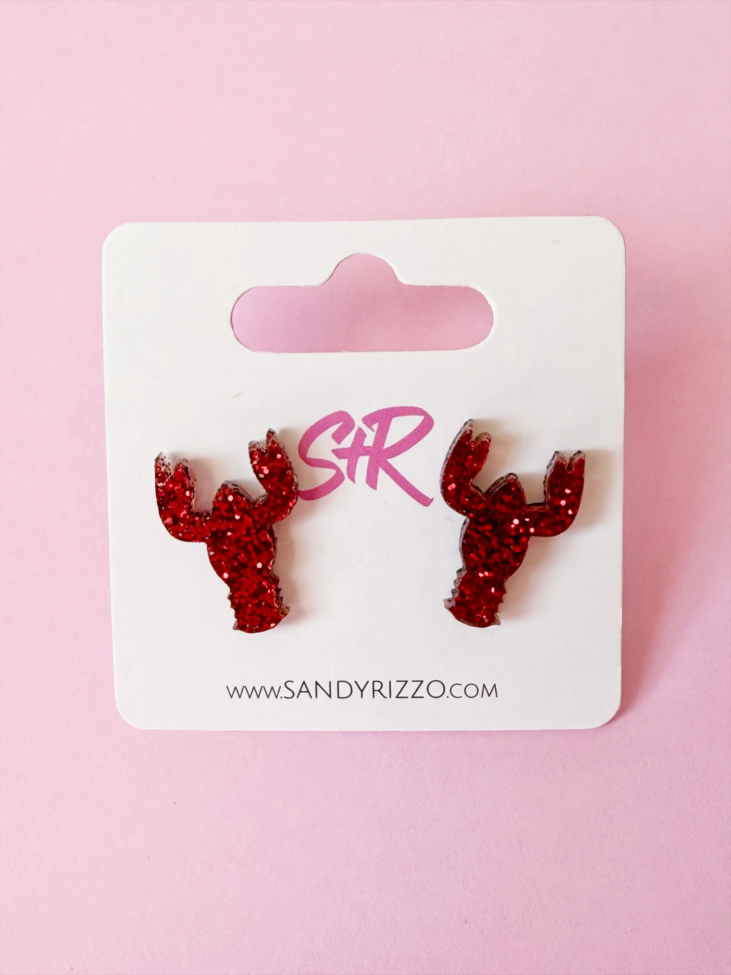 Red Glitter Crawfish Stud
