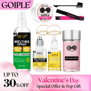 【Valentinesdaygift】9 Count Wig Essentials Kit - Lace Front Wig Glue, Remover, Wig Caps, Elastic Band, Hair Wax Love At First FindStick, Edge Control and Brush Melting Spray Haircare