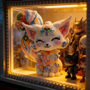 Large Building Block Figure, Colorful Cat Fox, Creative 3D Puzzle, 59880 Pieces, 70cm/27.5 Inches, Assembly Toy, Holiday Gift