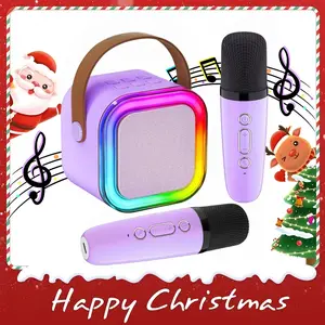 Portable Mini Karaoke K12 Speakers With Two Microphone Song Radios All-In-One RGB,Christmas gifts, children's gifts