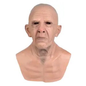 Funny Old Man Realistic Mask, Bald Men Costume Accessory, Perfect for Halloween Party and Cosplay Events, Unique Adult Role-Playing Prop