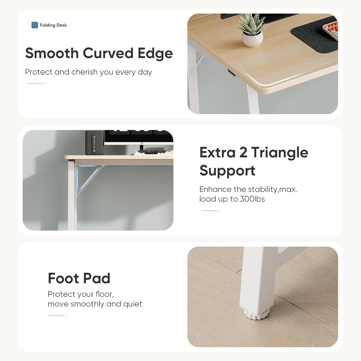 Small Space Folding Desk 31.5 Inch, Compact Foldable Computer Table, Narrow Home Office Workstation for Apartment, Dorm & Bedroom