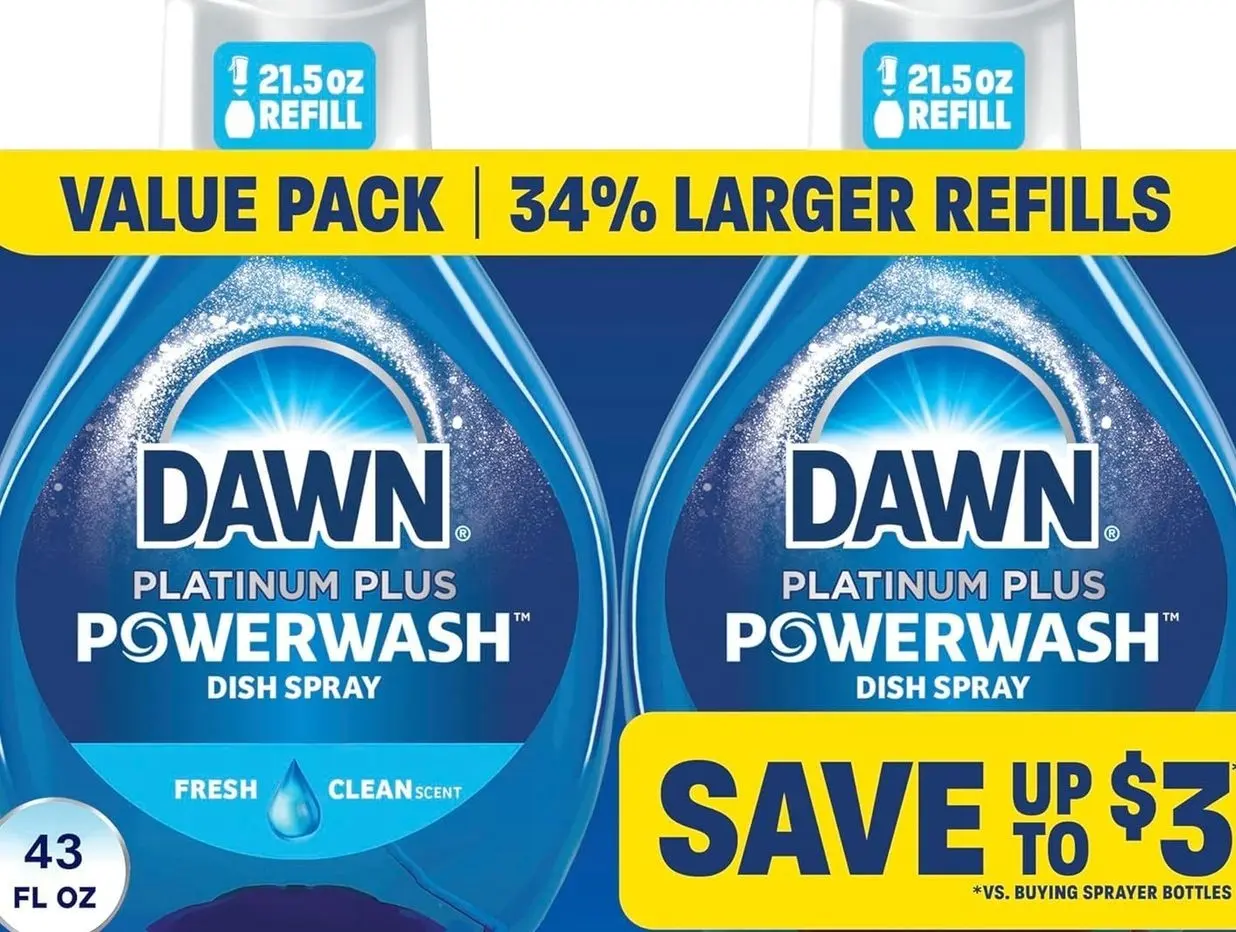 Dawn Powerwash Fresh Dish Spray, Liquid Dish Soap, Dish Soap Refill, Dish Detergent Liquid, 2 Refills, 2x21.5 Fl Oz