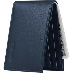 Slim Wallet for Men ID Window with RFID Blocking Front Pocket Minimalist Bifold Bussiness Card Holder  for Men, Dark Blue