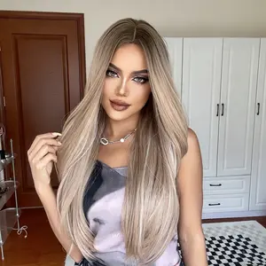 Straight Synthetic Lace Front Wig: Pre-plucked hairline, glueless application, silky-smooth straight black hair, featuring lace craftsmanship—perfect for beginners.