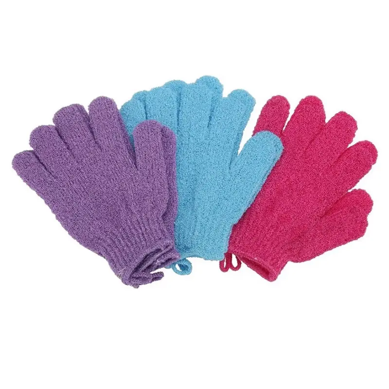 Sibba 2Pcs Exfoliating Wash Gloves Dual Texture Bath Gloves for Shower Body Scrub Exfoliating Mitt Dead Skin Remover Exfoliator Mitten Natural Body Loofah Washcloth 2pcs Pink