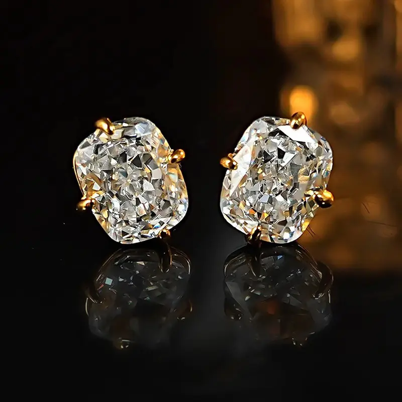 Pair of Four Prong Earrings Screw Back Lab-Created Moissanite Stud Earring Moissanite Jewelry Perfect Birthday Mother’s Day Christmas Gift for Men Women Wedding Set【Copper+Zircon】