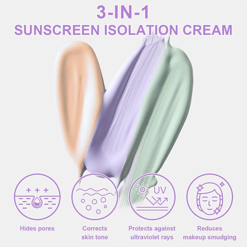 3 in 1 Tinted Primer SPF 50, One Step Color Correcting Moisturizer with Sunscreen, Oil Control Long Lasting Makeup Base for Glowy Natural Skin