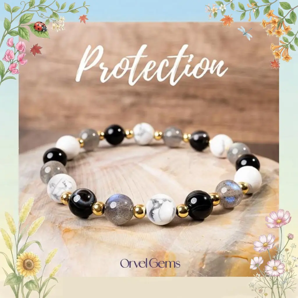 Shield Labradorite Premium Gemstone Protection Crystal Bracelet - Perfect for Men, Women, Couples, and Friends | Ideal for Daily Wear, Meditation, Gift