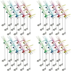 48 Pcs Dragonfly Clip Set 3D Garden Stakes Decor Multi-Colored Realistic Plastic Dragonflies with Stainless Steel Clips for Outdoor Indoor Use 24cm Length 13.5cm Spread Width summervibes