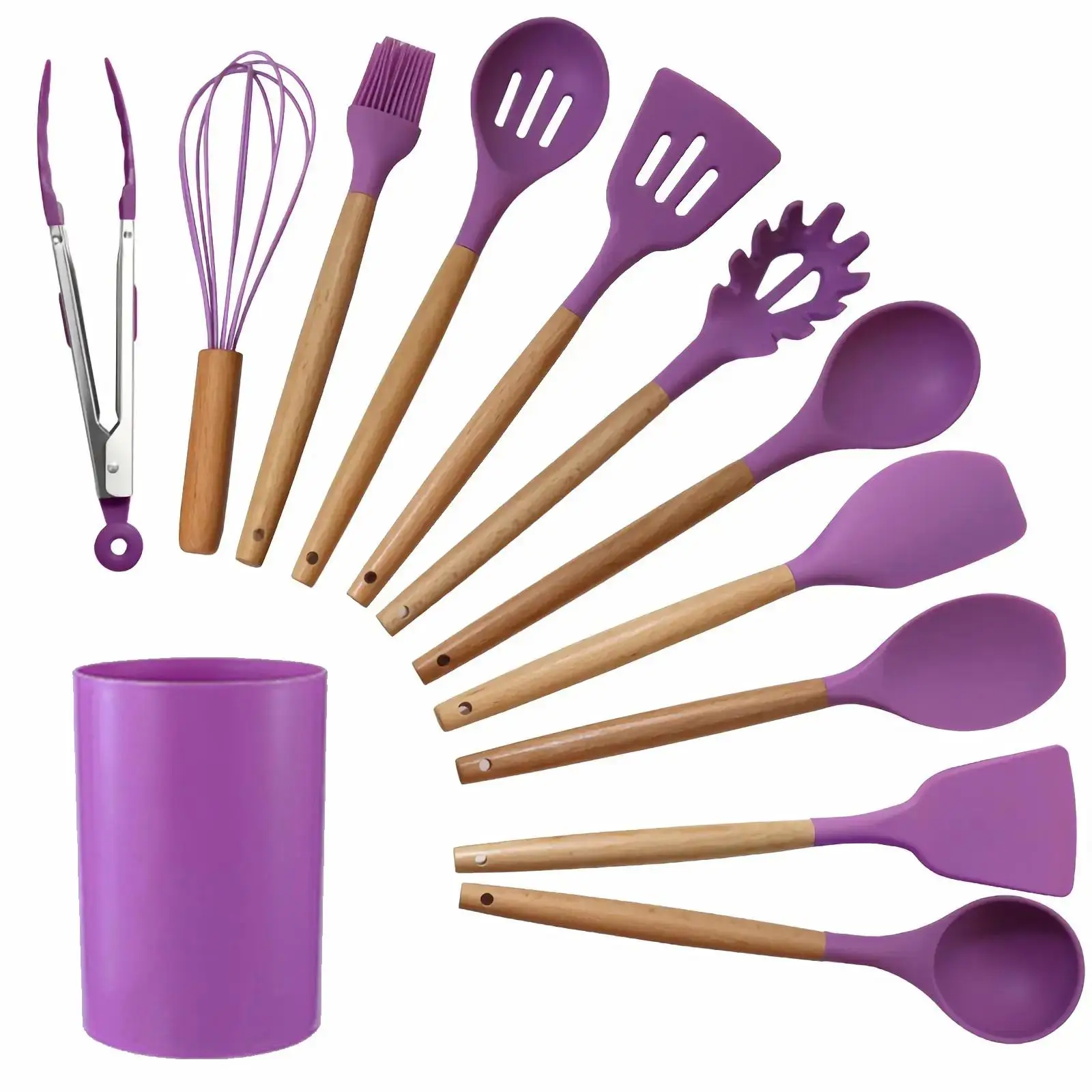 Silicone Kitchen Cooking Utensil Set with Storage Box, 12pcs Heat Resistant Non Stick Cookware Set, Silicone Spatula Set, Kitchen Accessories, Summer