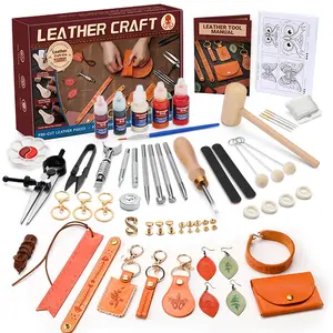 Handmade Leather Crafting Tool Set with Embossing Tools, Complete Supplies, and Step-by-Step Video Tutorials. A Beginner-Friendly Kit That Makes the Perfect Gift for DIY Enthusiasts and Leather Crafters.