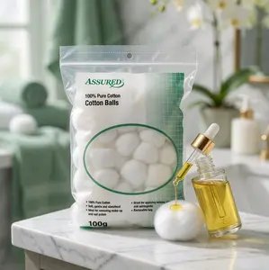 Assured 100% Pure Cotton Pads & Balls - Soft, Gentle, and Absorbent for Make-up and Nail Polish Removal - 100g
