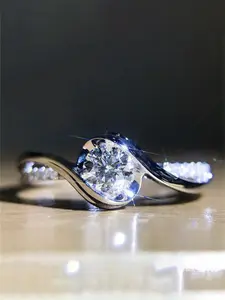 Women's Elegant Rhinestone Decorated Ring, Wedding Promise Rings, Exquisite Wedding Engagement Anniversary Party Jewelry Gifts, Fashionable Jewelry for Women for Daily & Party Decoration