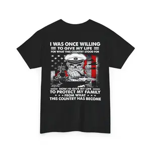 Navy Veteran T-Shirt Patriotic Military Pride Tee U.S. Navy Veteran Family Protection Shirt Day Heart Menswear Casual Cotton Tops