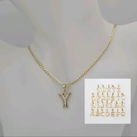Ada Joyería Unisex Non-Natural Crystal Necklace, Delicate 196 Chain with 808 Initial Pendant, Jewelry Accessory